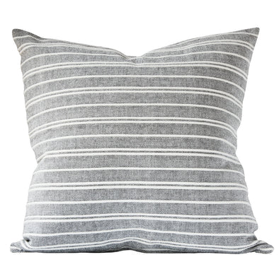Grey and white horizontal stripe pillow by Kufri Life