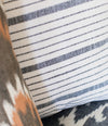 Natural and black horizontal stripe pillow by Kufri Life